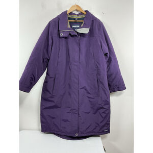 Womans Lands End Full Length Quilted Hooded Winter Coat 2X 20w-22w Purple